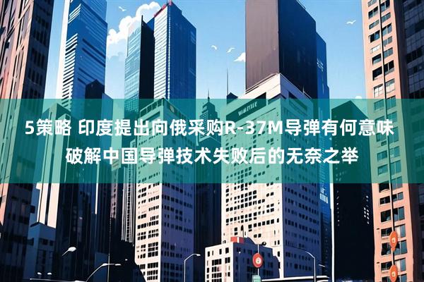 5策略 印度提出向俄采购R-37M导弹有何意味 破解中国导弹技术失败后的无奈之举